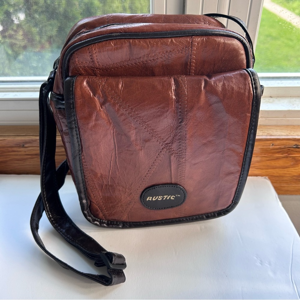 Rustic Brown Leather Messenger Bag for Men